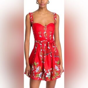 FARM Rio Sweet Bloom Bouquet Linen Blend Mini Dress NWT